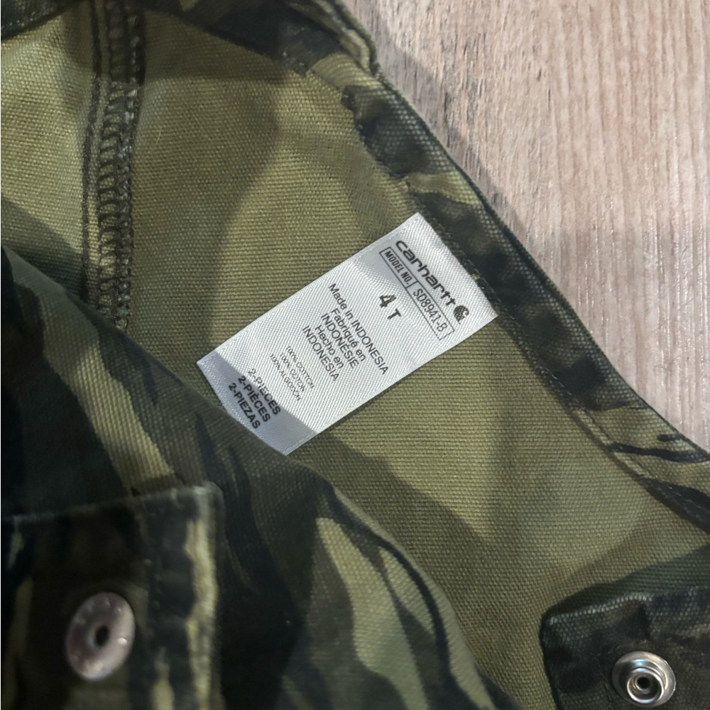 Carhartt Kids Green Camouflage Overalls 4T - Picture 3 of 4